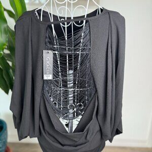 NWT GRACIA BLACK TOP BLOUSE